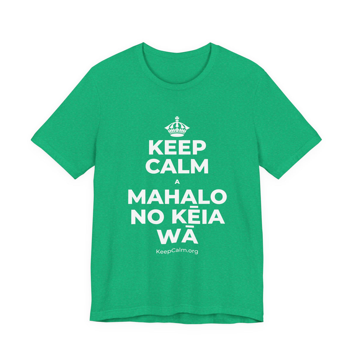 KEEP CALM A MAHALO NO KĒIA WĀ T-Shirt (Baby Blue–Silver)