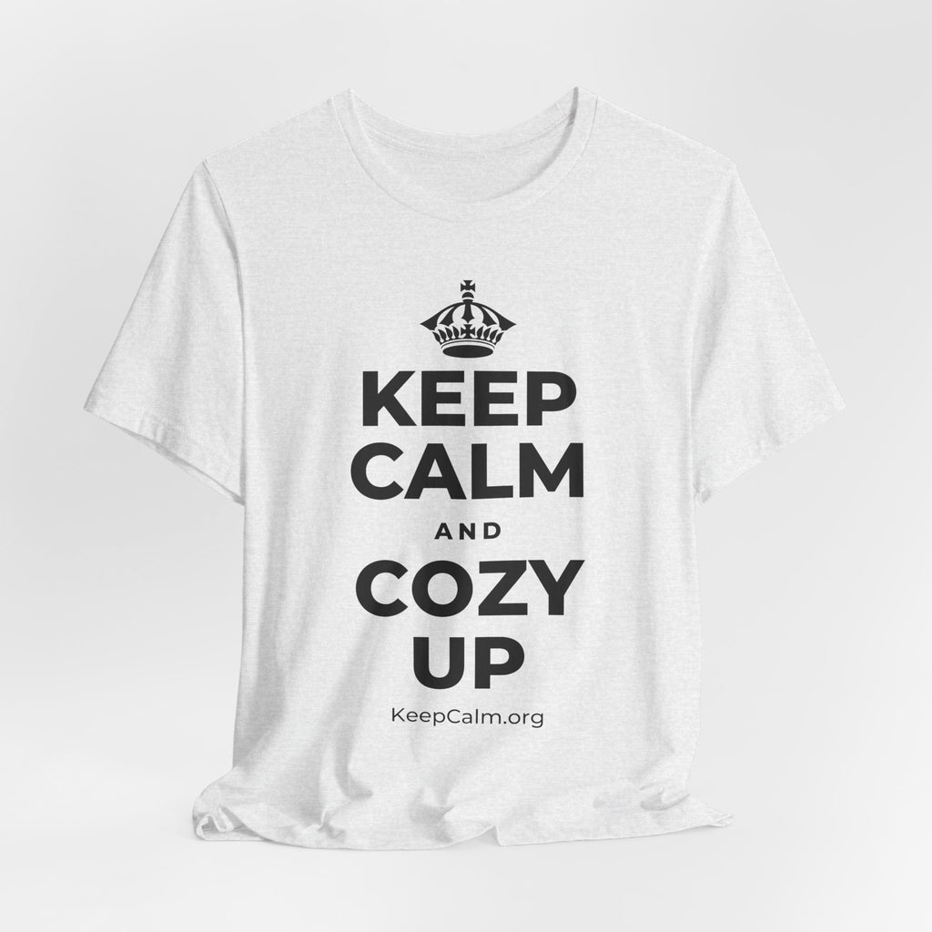 KEEP CALM AND COZY UP T-Shirt (Soft Cream–Heather Mauve)