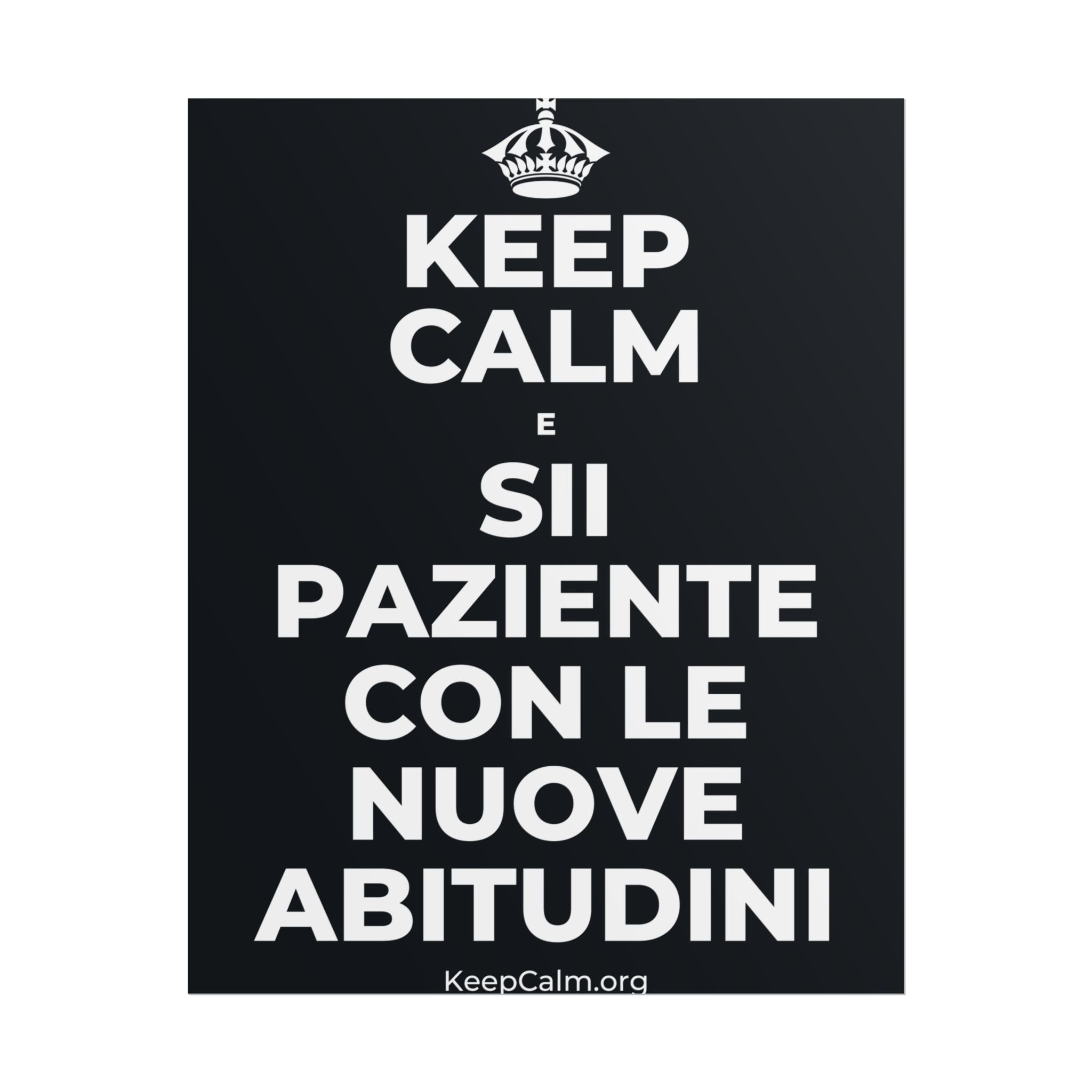 KEEP CALM E SII PAZIENTE CON LE NUOVE ABITUDINI Poster (Dark)