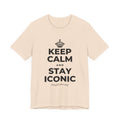 KEEP CALM AND STAY ICONIC T-Shirt (Soft Cream–Heather Mauve)