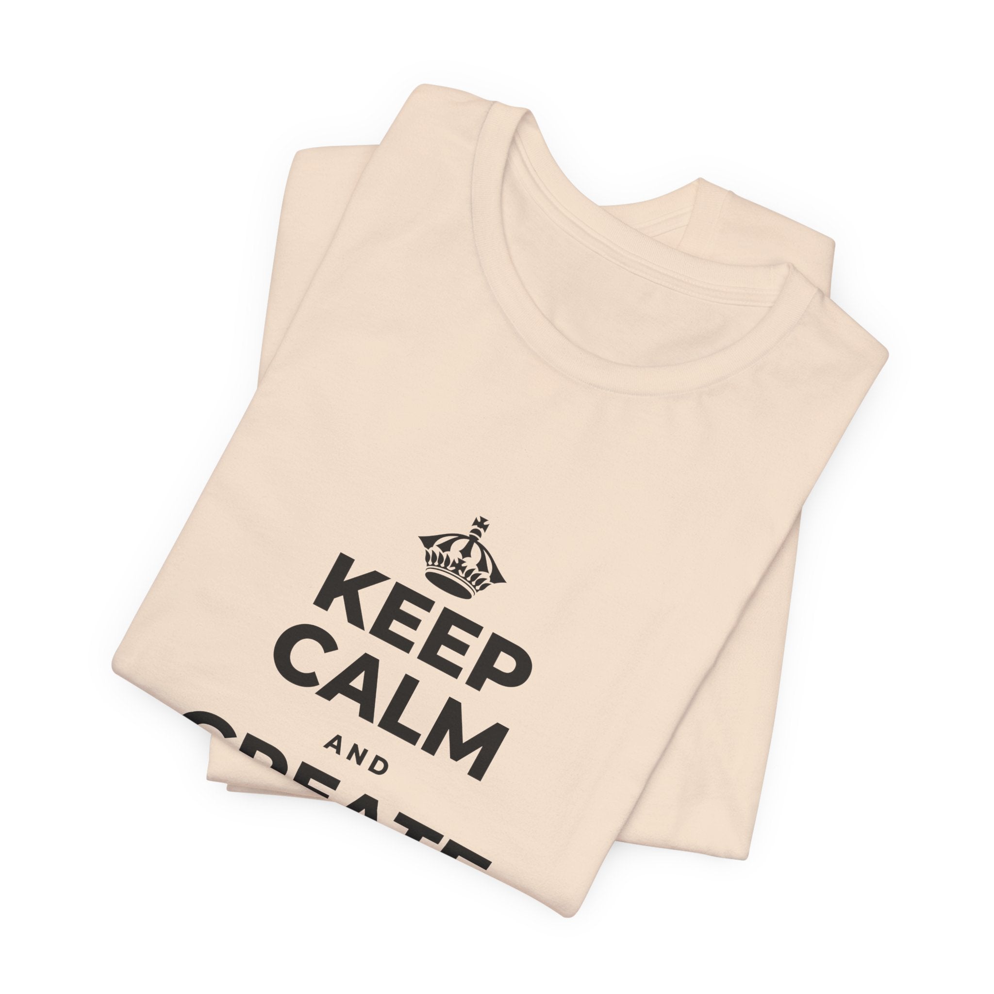 KEEP CALM AND CREATE WITH HIGGSFIELD T-Shirt (Soft Cream–Heather Mauve)
