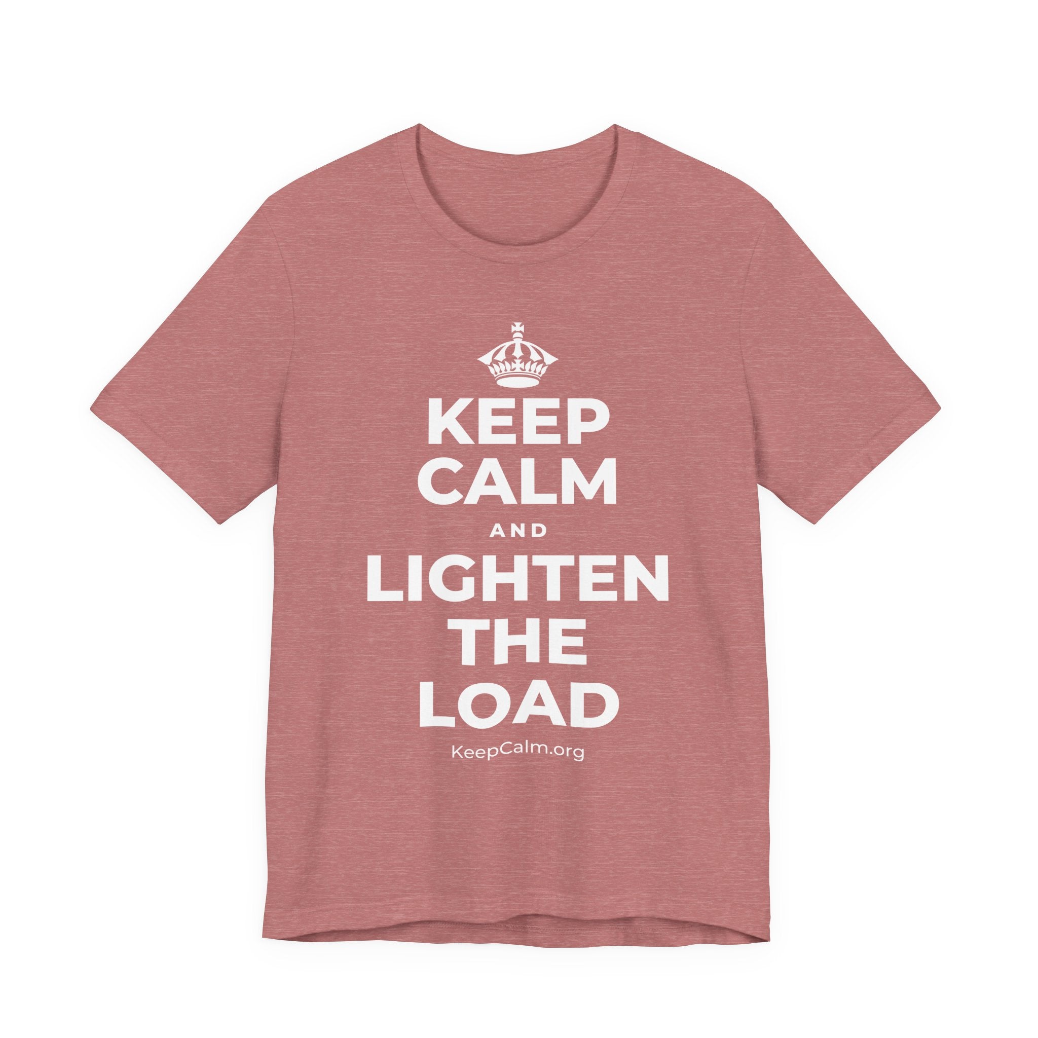 KEEP CALM AND LIGHTEN THE LOAD T-Shirt (Soft Cream–Heather Mauve)