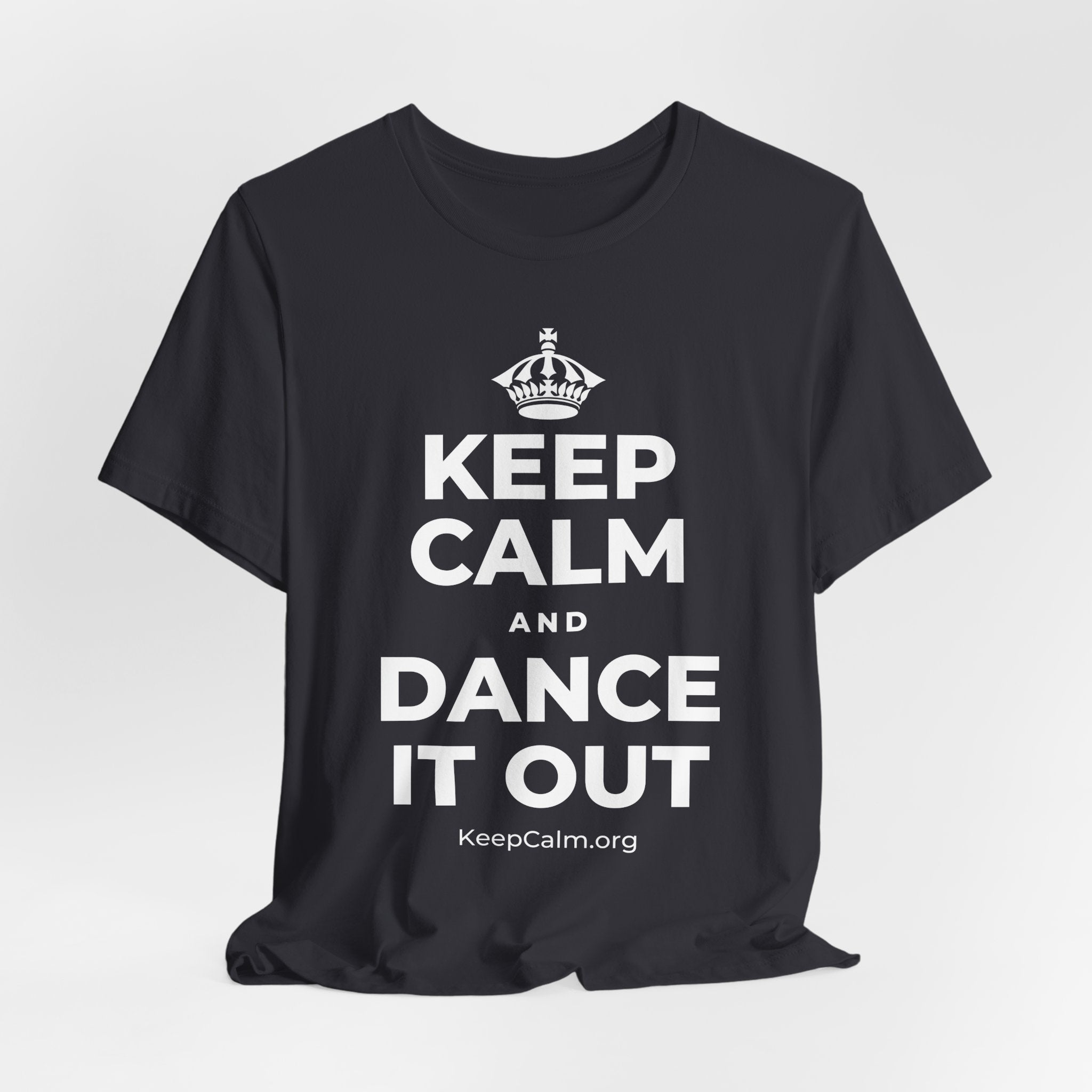 KEEP CALM AND DANCE IT OUT T-Shirt (Baby Blue–Silver)