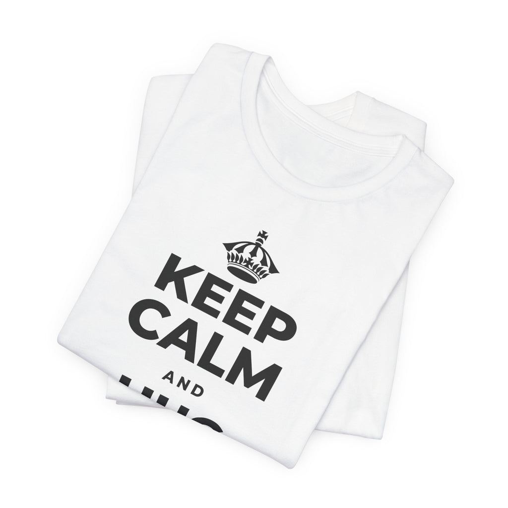 KEEP CALM AND HUG YOUR DOG T-Shirt (White–Asphalt)
