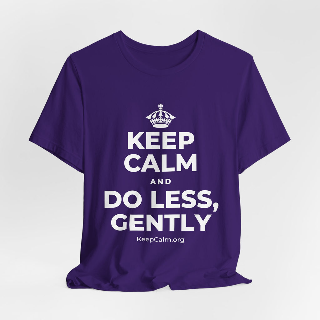 KEEP CALM AND DO LESS, GENTLY T-Shirt (Soft Cream–Heather Mauve)