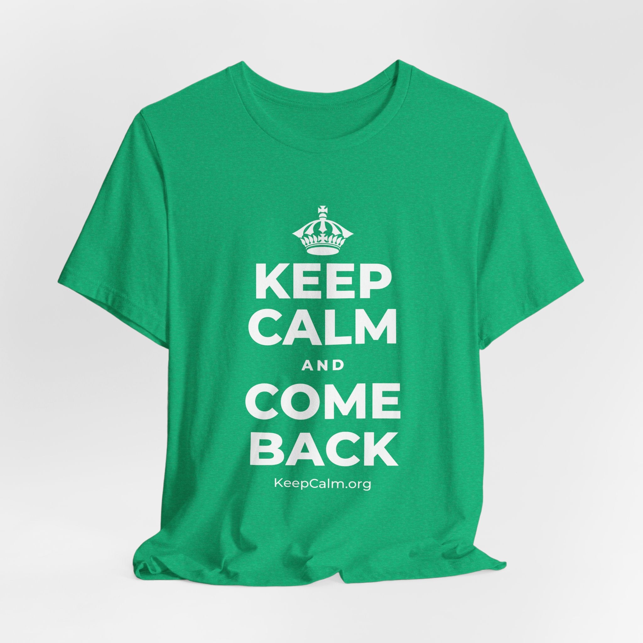 KEEP CALM AND COME BACK T-Shirt (Baby Blue–Silver)