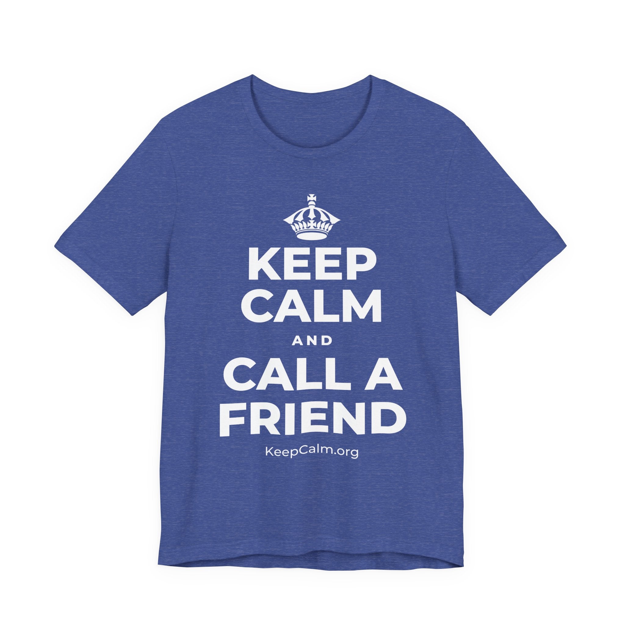 KEEP CALM AND CALL A FRIEND T-Shirt (Baby Blue–Silver)