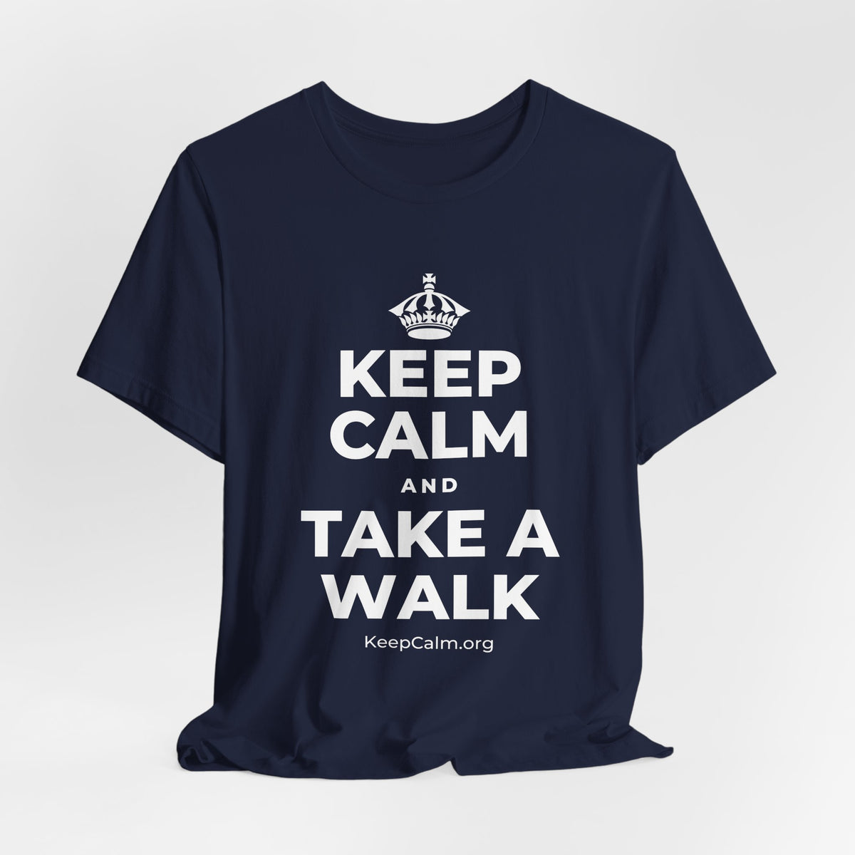 KEEP CALM AND TAKE A WALK T-Shirt (White–Asphalt)