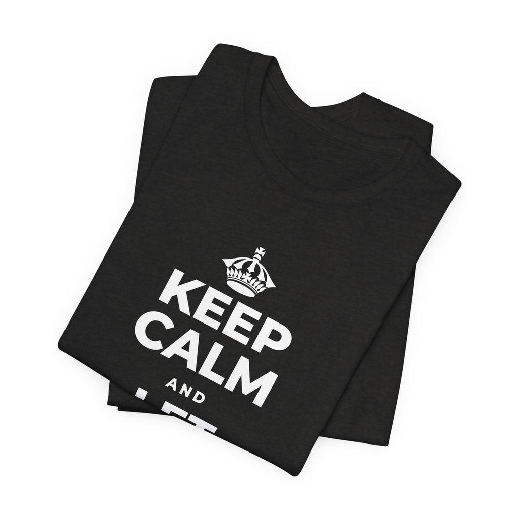 KEEP CALM AND LET PEOPLE IN T-Shirt (Soft Cream–Heather Mauve)