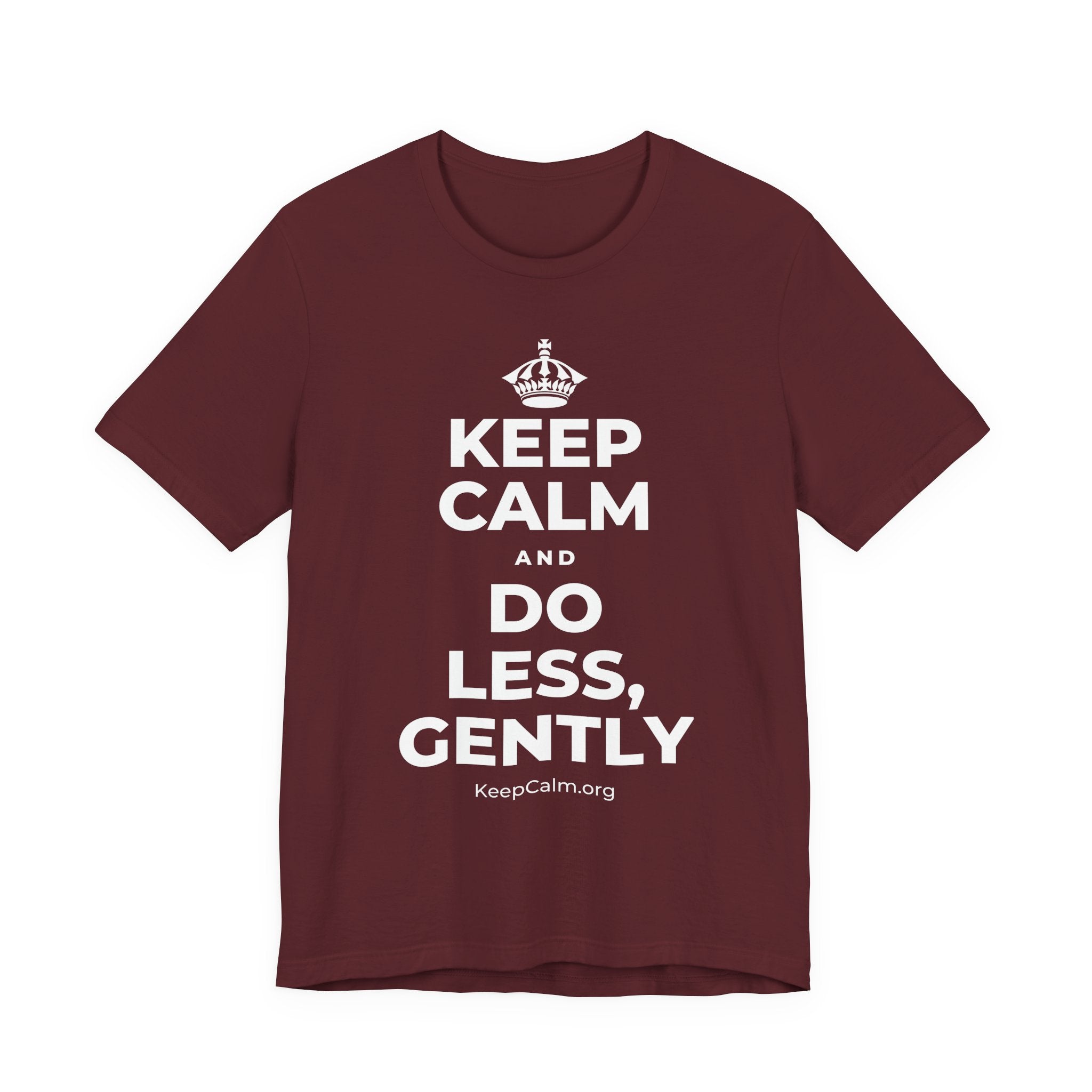 KEEP CALM AND DO LESS, GENTLY T-Shirt (Baby Blue–Silver)