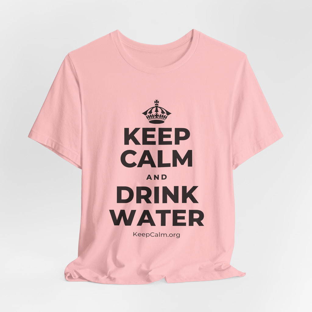 KEEP CALM AND DRINK WATER T-Shirt (White–Asphalt)