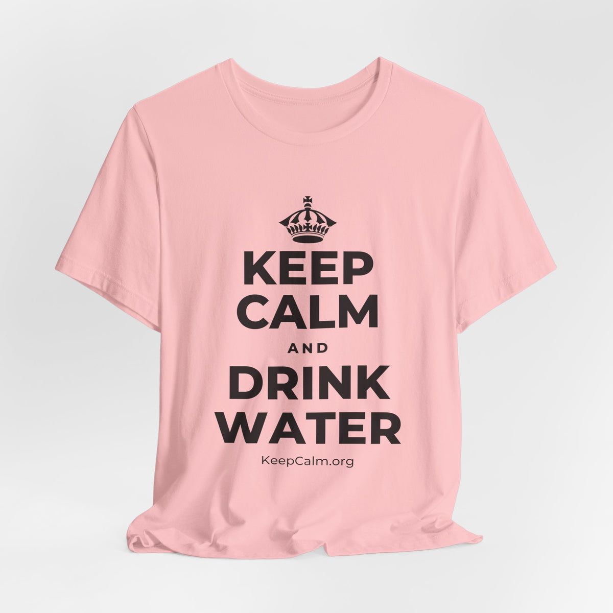 KEEP CALM AND DRINK WATER T-Shirt (White–Asphalt)