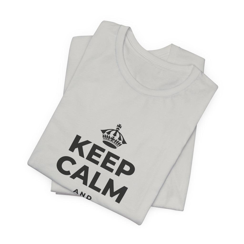 KEEP CALM AND DANCE IN THE RAIN T-Shirt (Baby Blue–Silver)