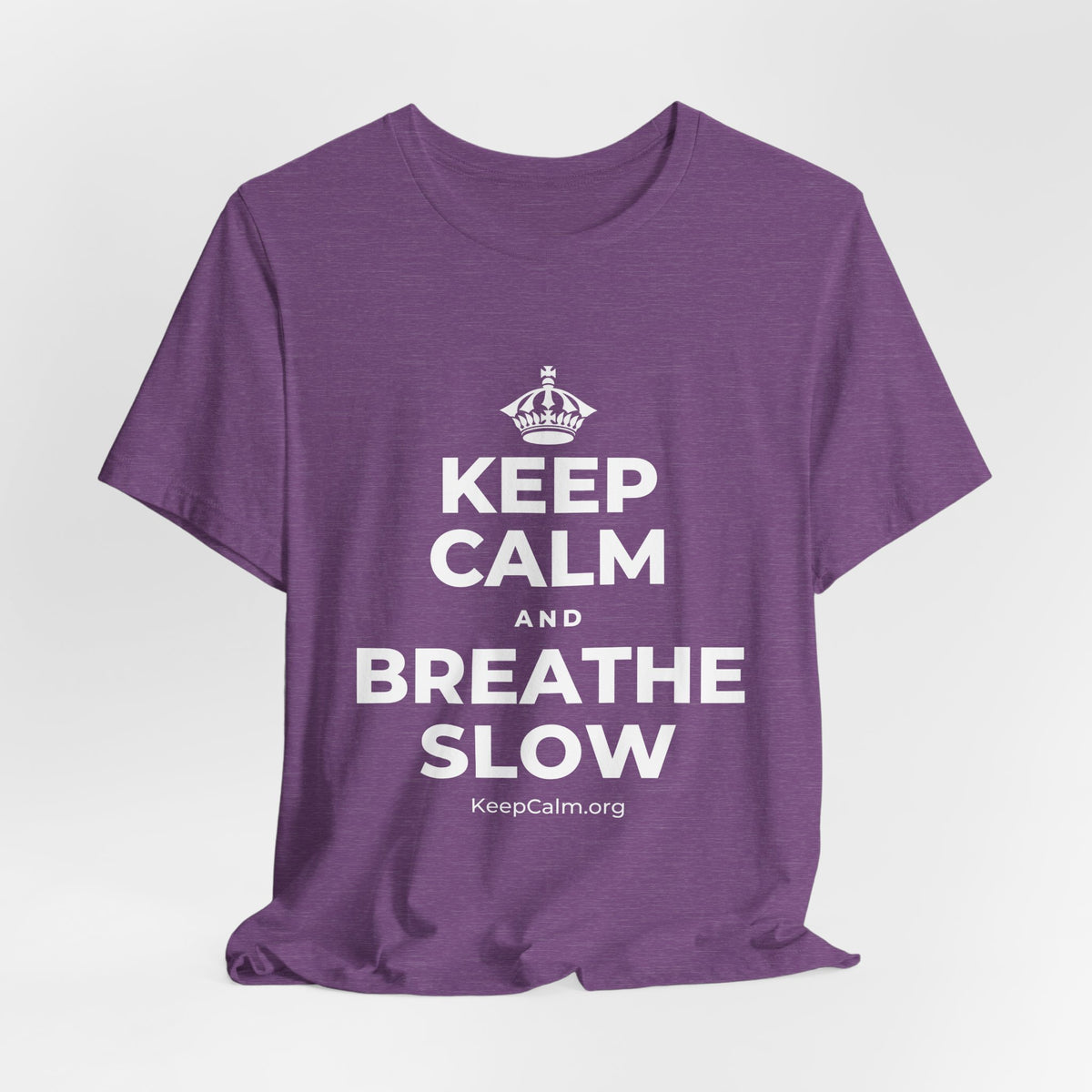 KEEP CALM AND BREATHE SLOW T-Shirt (Baby Blue–Silver)