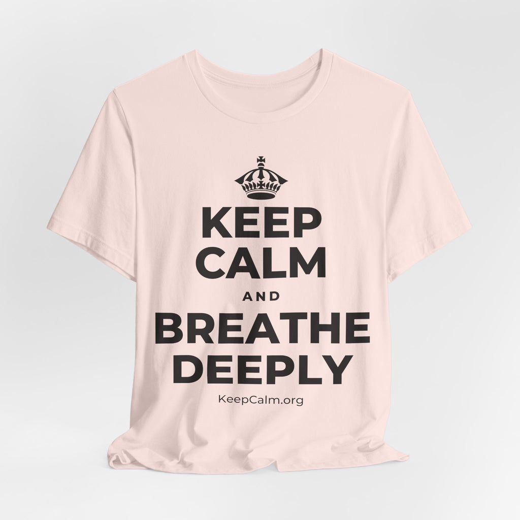 KEEP CALM AND BREATHE DEEPLY T-Shirt (Soft Cream–Heather Mauve)