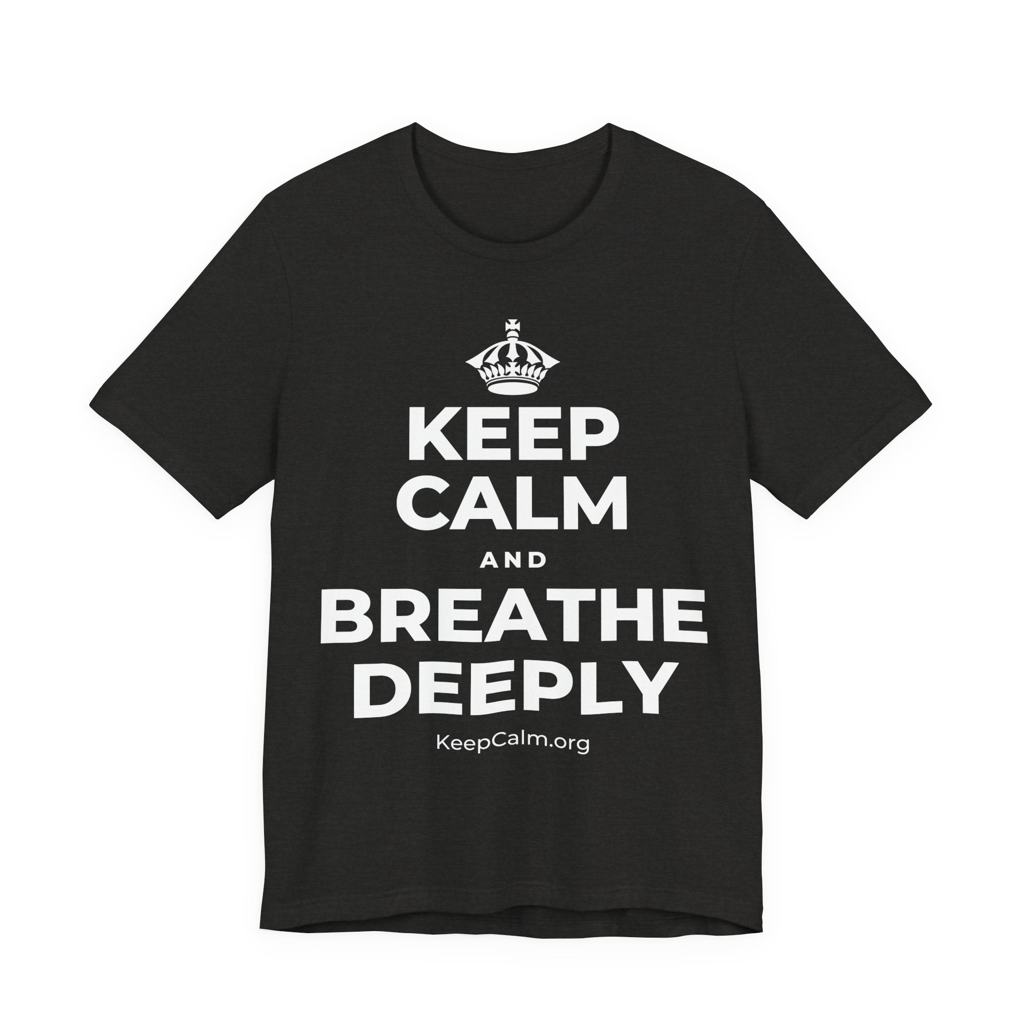 KEEP CALM AND BREATHE DEEPLY T-Shirt (Soft Cream–Heather Mauve)