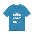 KEEP CALM AND GO 🏄 T-Shirt (White–Asphalt)