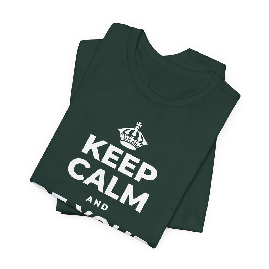 KEEP CALM AND BE YOUR OWN VALENTINE T-Shirt (White–Asphalt)
