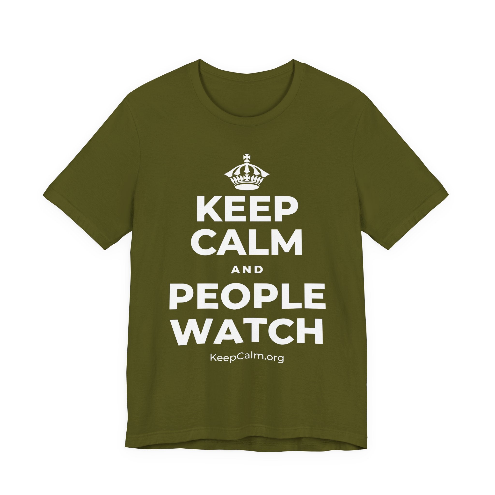 KEEP CALM AND PEOPLE WATCH T-Shirt (Baby Blue–Silver)