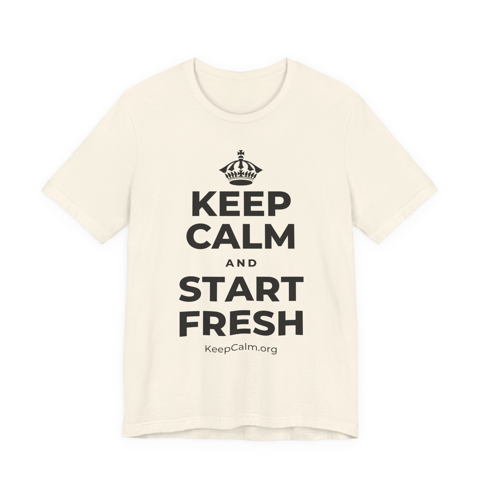 KEEP CALM AND START FRESH T-Shirt (White–Asphalt)