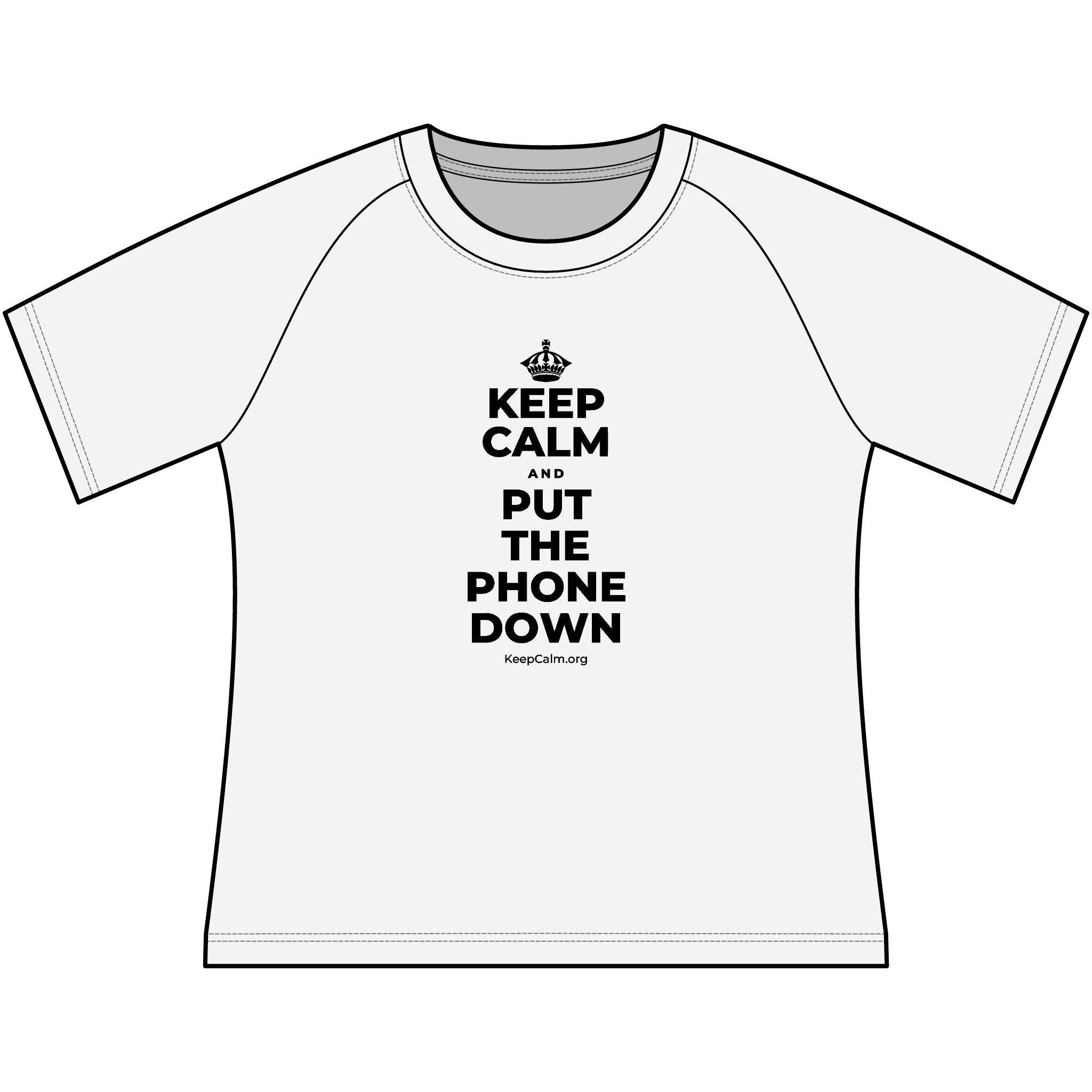 KEEP CALM AND PUT THE PHONE DOWN Women's Raglan Tee