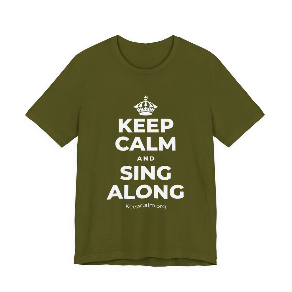 KEEP CALM AND SING ALONG T-Shirt (Baby Blue–Silver)