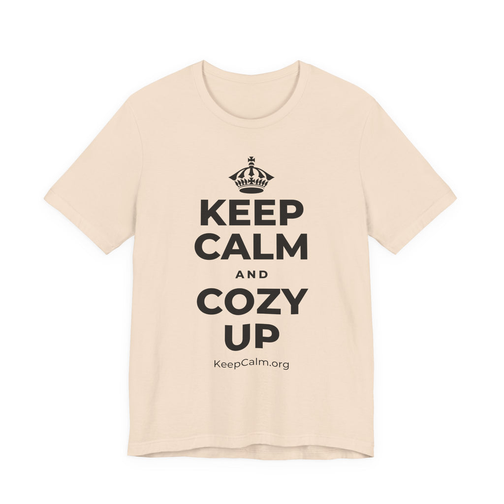 KEEP CALM AND COZY UP T-Shirt (Soft Cream–Heather Mauve)