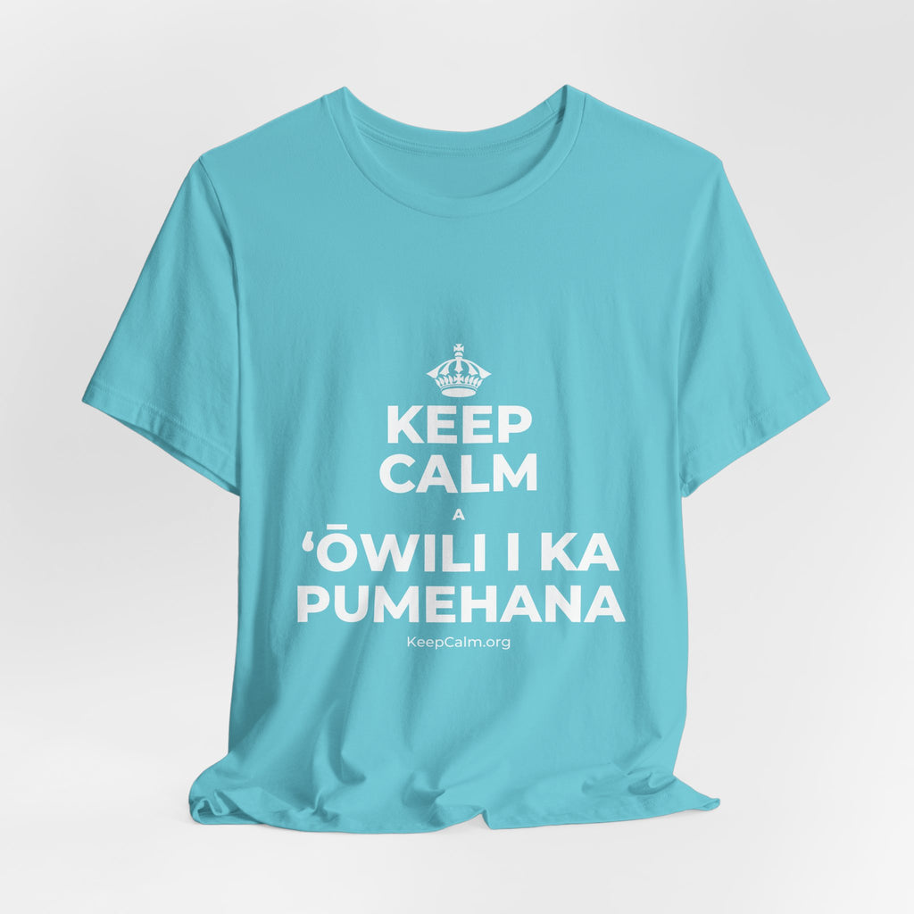 KEEP CALM A ʻŌWILI I KA PUMEHANA T-Shirt (Soft Cream–Heather Mauve)
