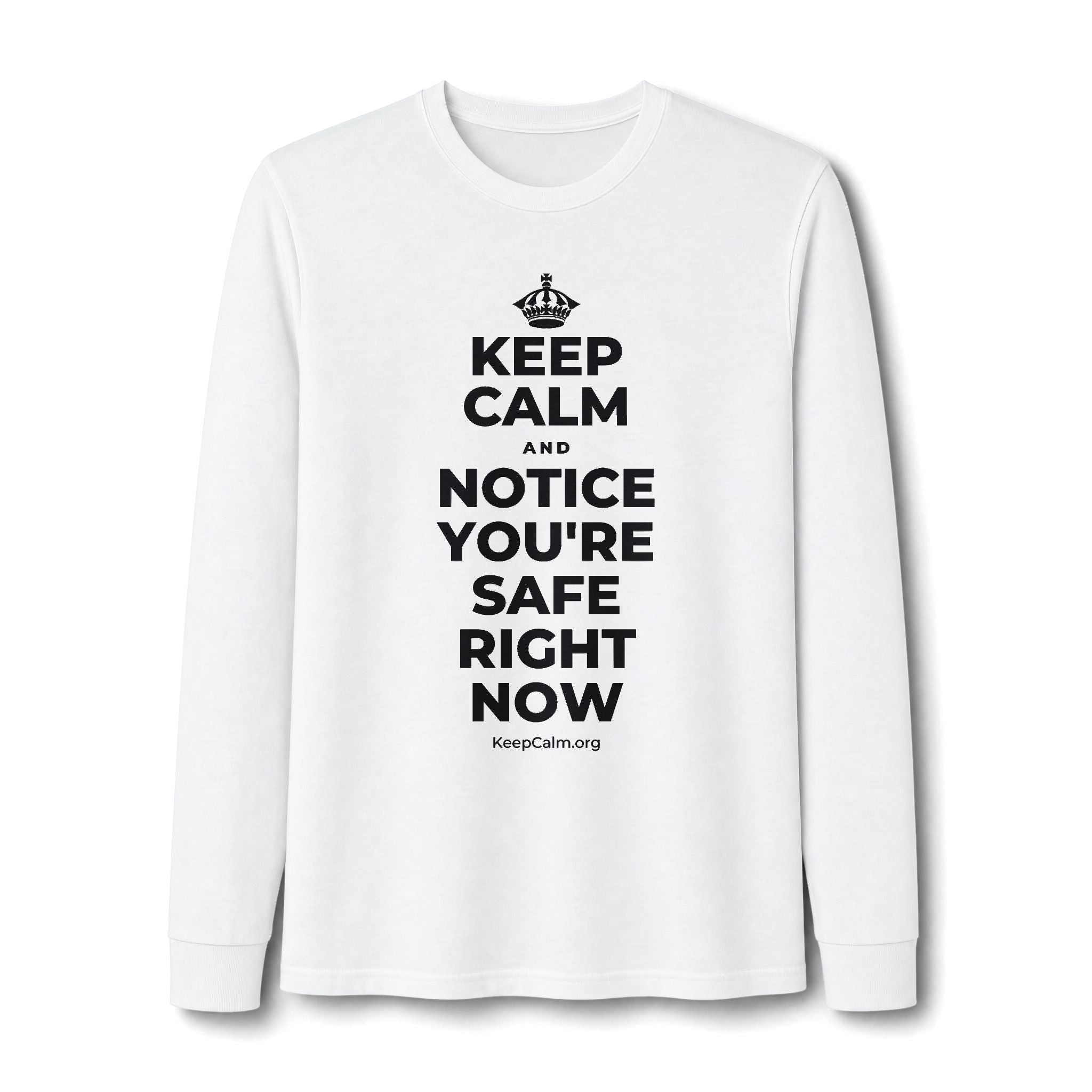 KEEP CALM AND NOTICE YOU'RE SAFE RIGHT NOW Long Sleeve Tee