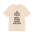 KEEP CALM AND REST, EVEN WIDE AWAKE T-Shirt (Soft Cream–Heather Mauve)