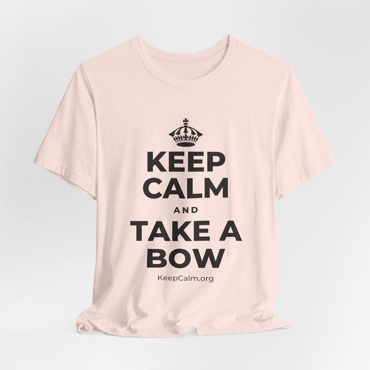 KEEP CALM AND TAKE A BOW T-Shirt (Soft Cream–Heather Mauve)