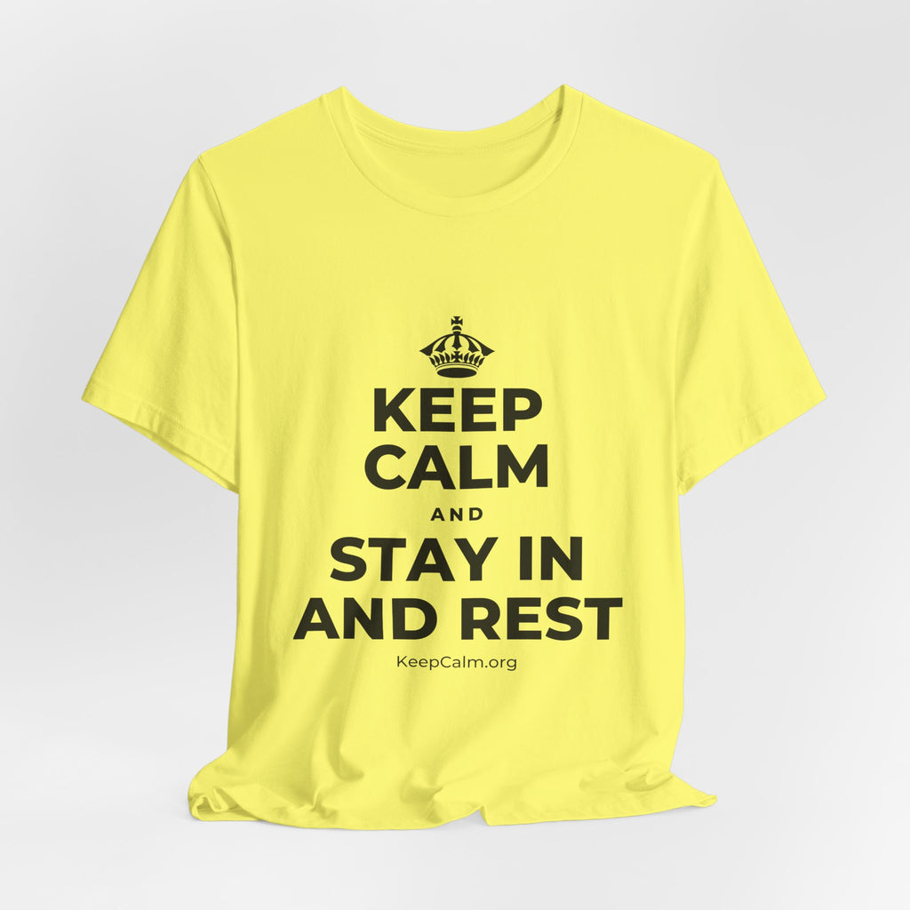 KEEP CALM AND STAY IN AND REST T-Shirt (Soft Cream–Heather Mauve)