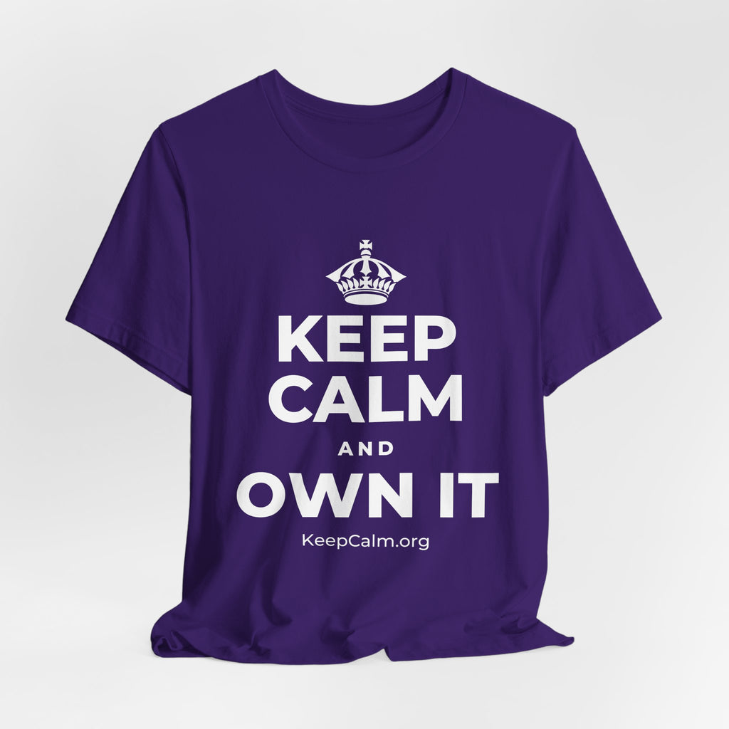 KEEP CALM AND OWN IT T-Shirt (Soft Cream–Heather Mauve)