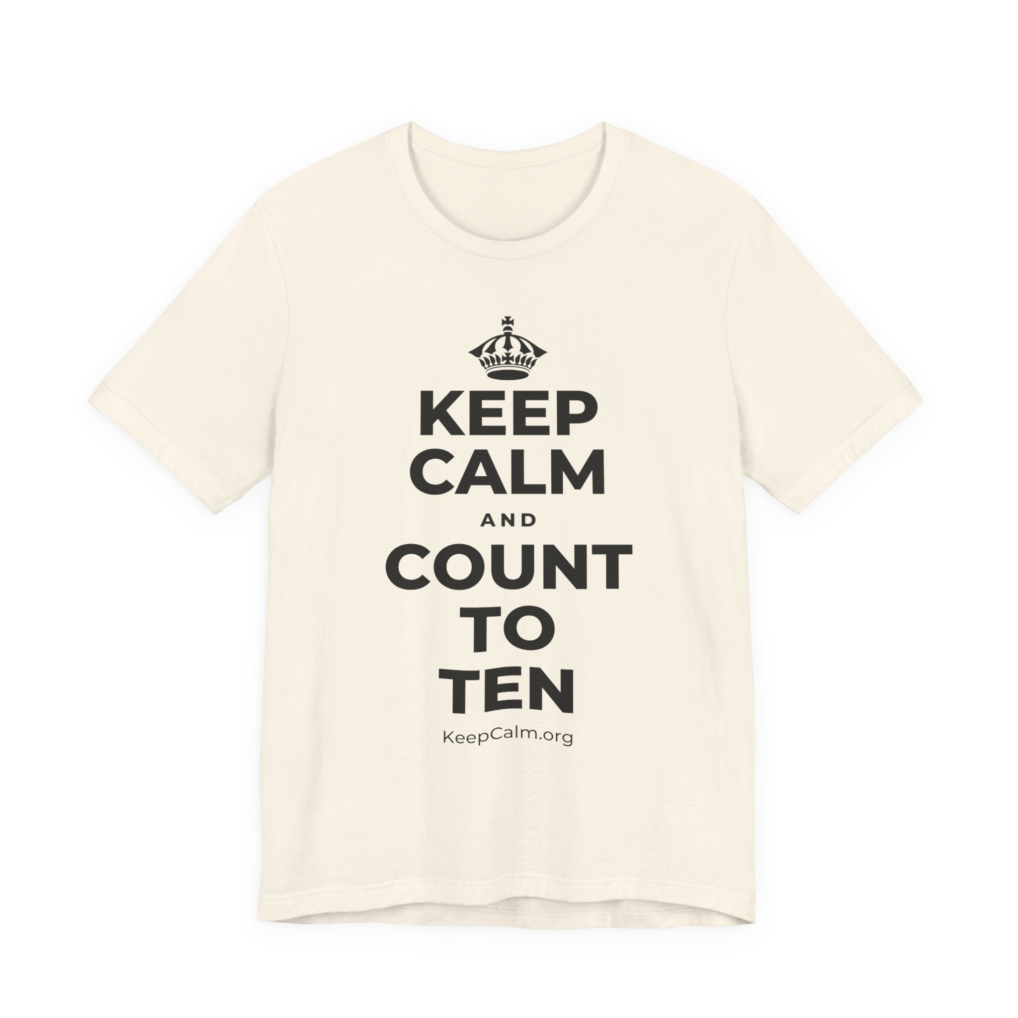 KEEP CALM AND COUNT TO TEN T-Shirt (White–Asphalt)