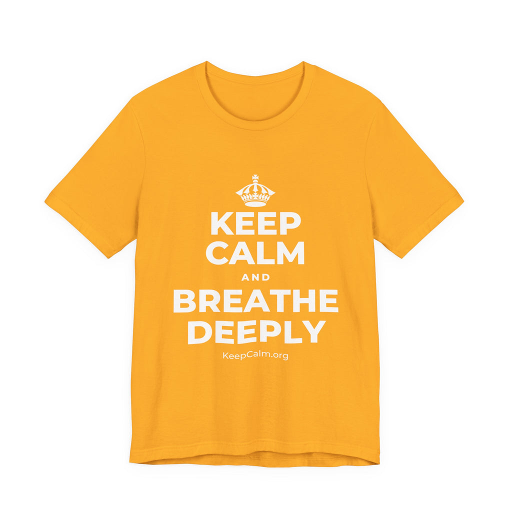 KEEP CALM AND BREATHE DEEPLY T-Shirt (Baby Blue–Silver)