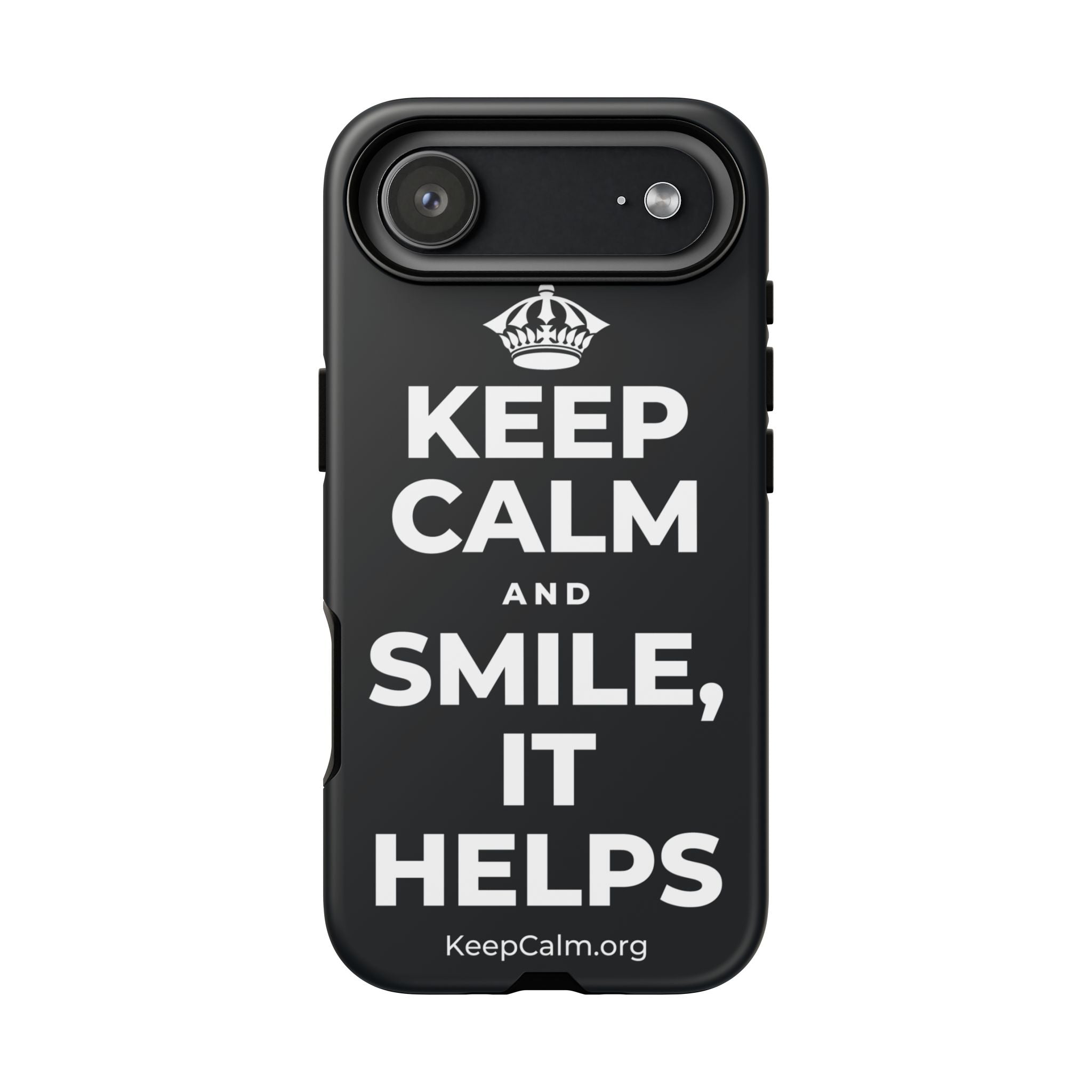KEEP CALM AND SMILE, IT HELPS Phone Case (Dark)