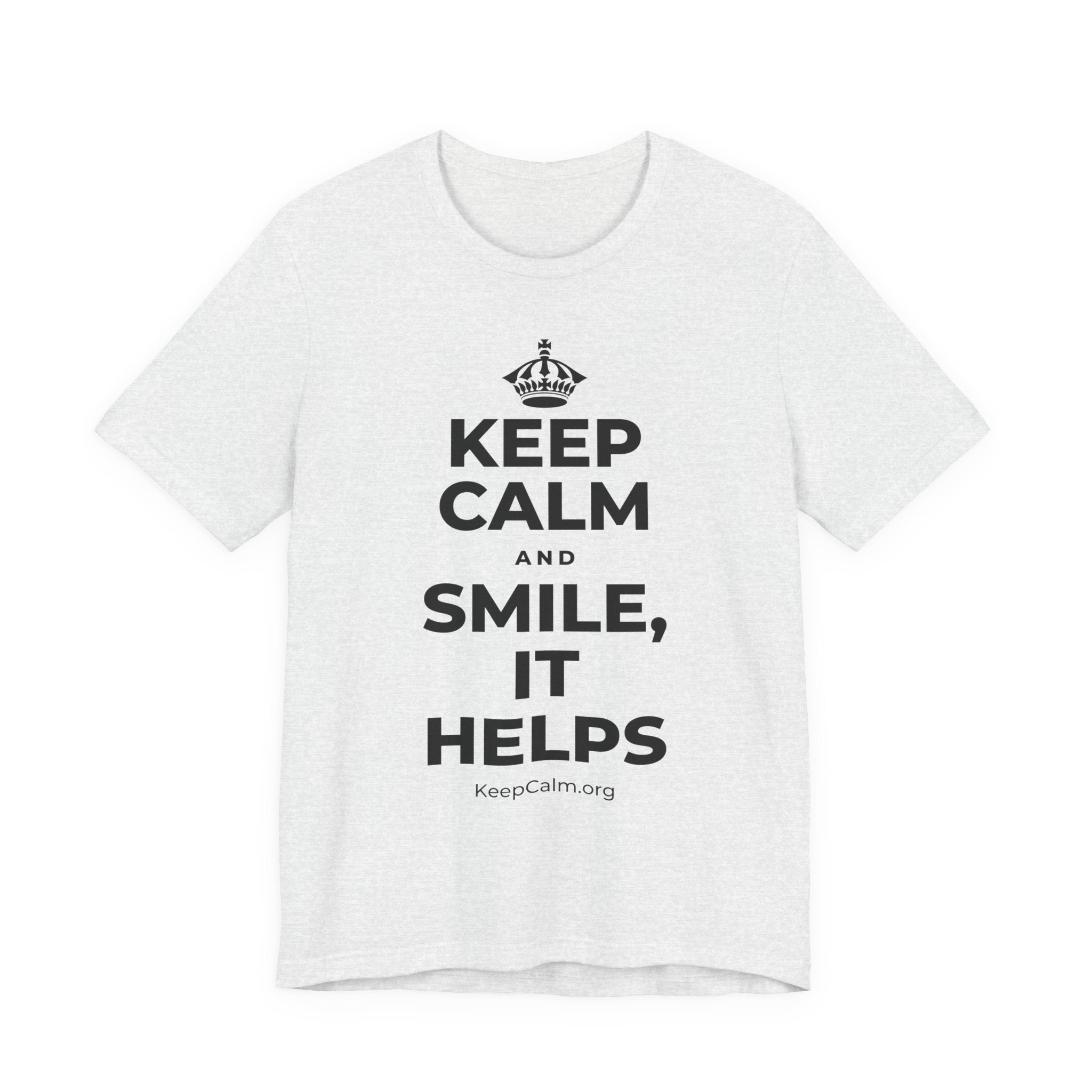 KEEP CALM AND SMILE, IT HELPS T-Shirt (Soft Cream–Heather Mauve)