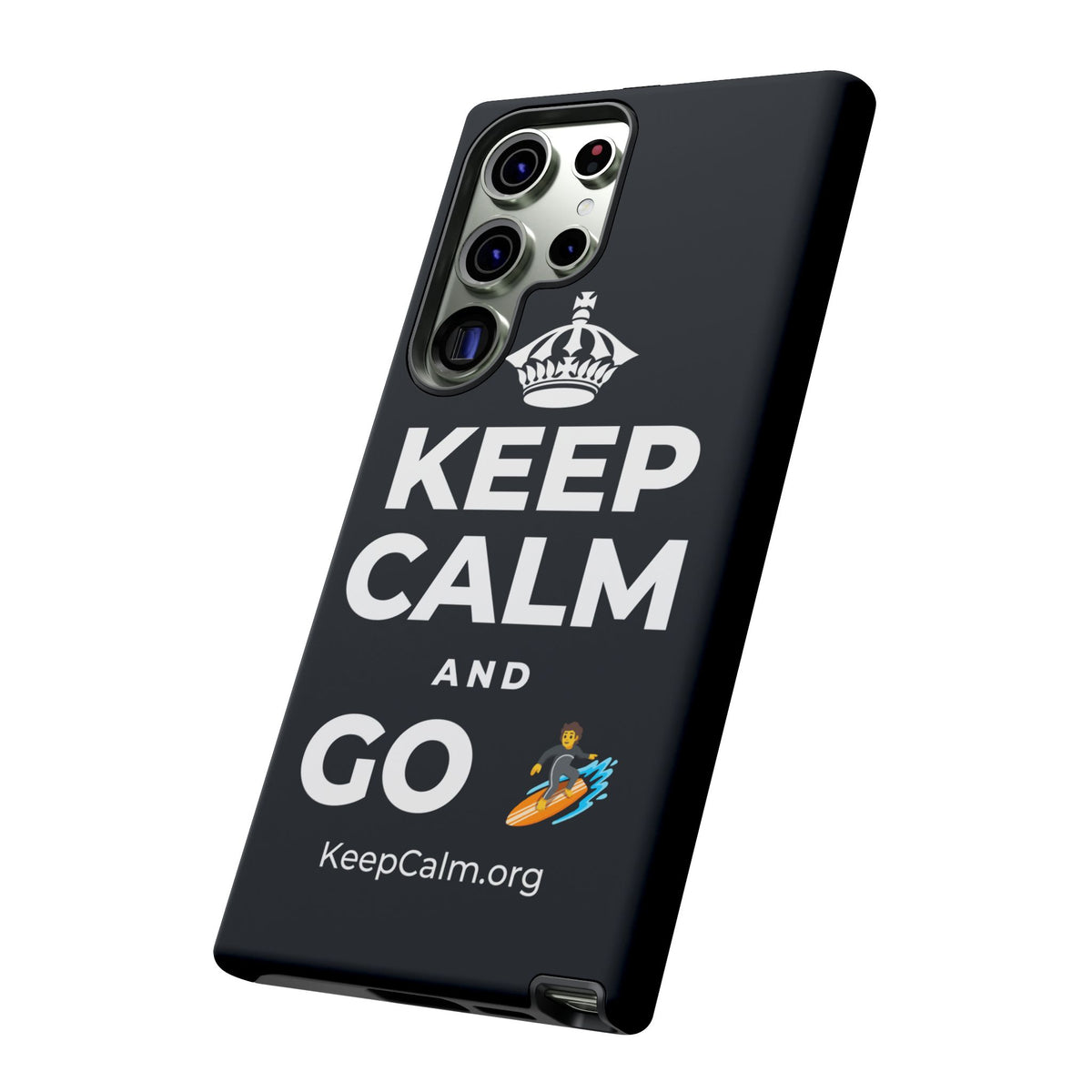 KEEP CALM AND GO 🏄 Phone Case (Dark)