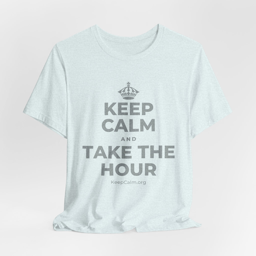 KEEP CALM AND TAKE THE HOUR T-Shirt (Soft Cream–Heather Mauve)
