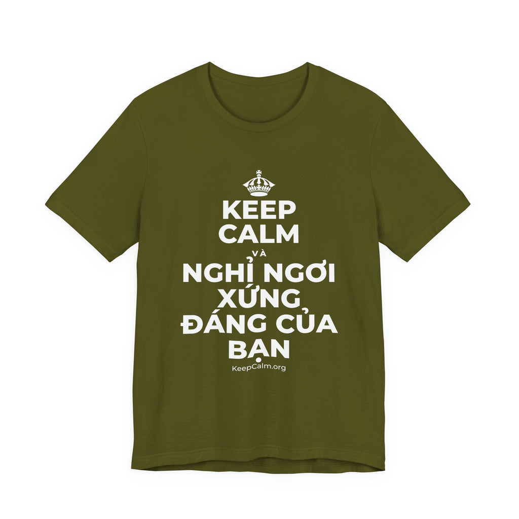 KEEP CALM VÀ NGHỈ NGƠI XỨNG ĐÁNG CỦA BẠN T-Shirt (Baby Blue–Silver)