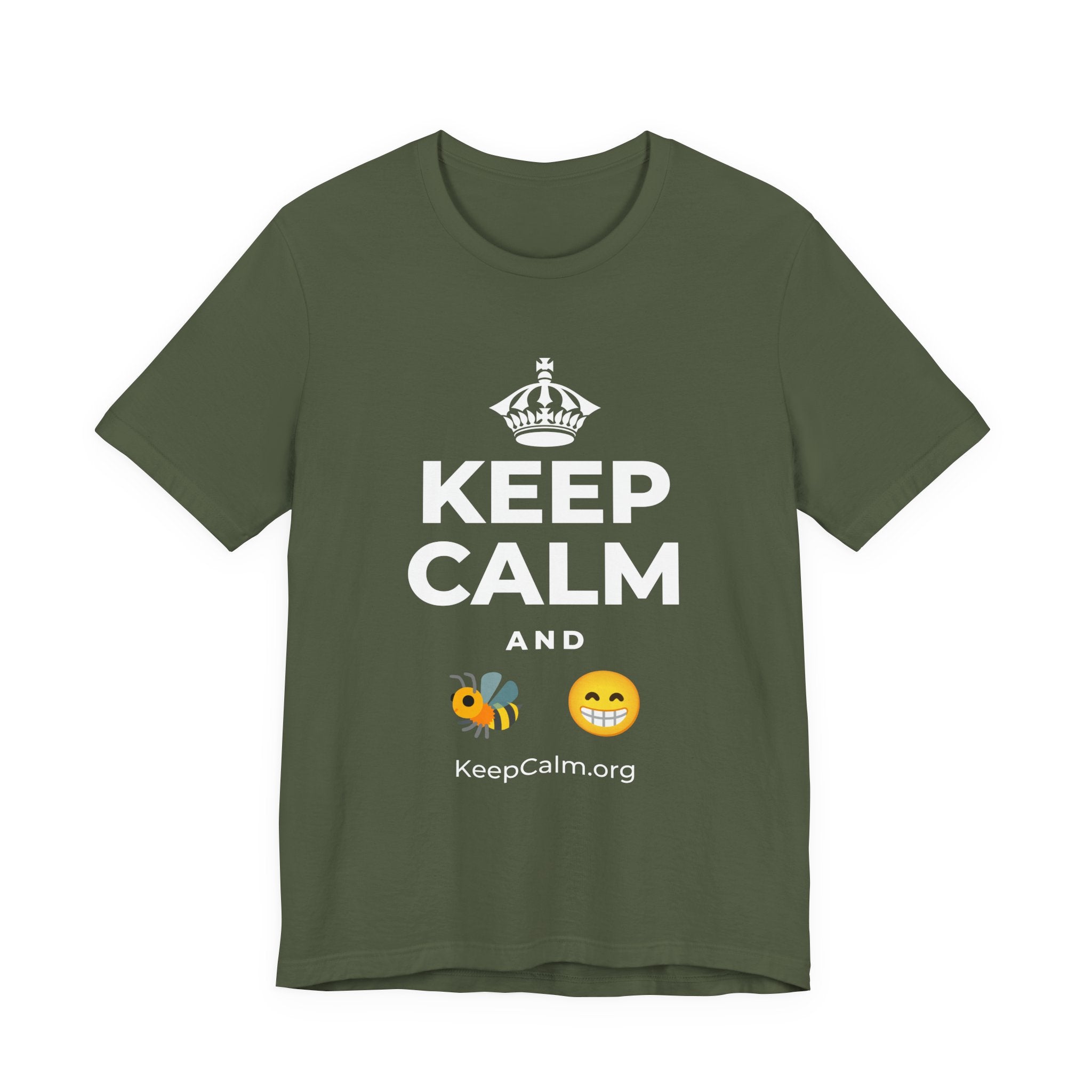 KEEP CALM AND BEE HAPPY T-Shirt (Military Green–Autumn)