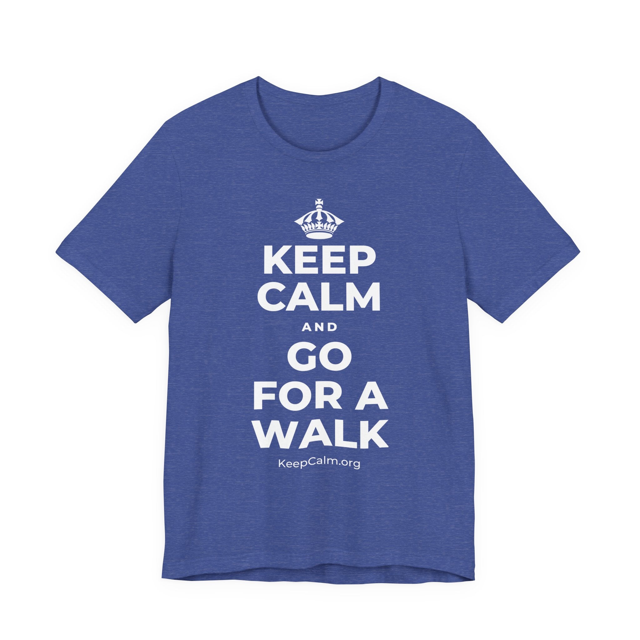 KEEP CALM AND GO FOR A WALK T-Shirt (Baby Blue–Silver)