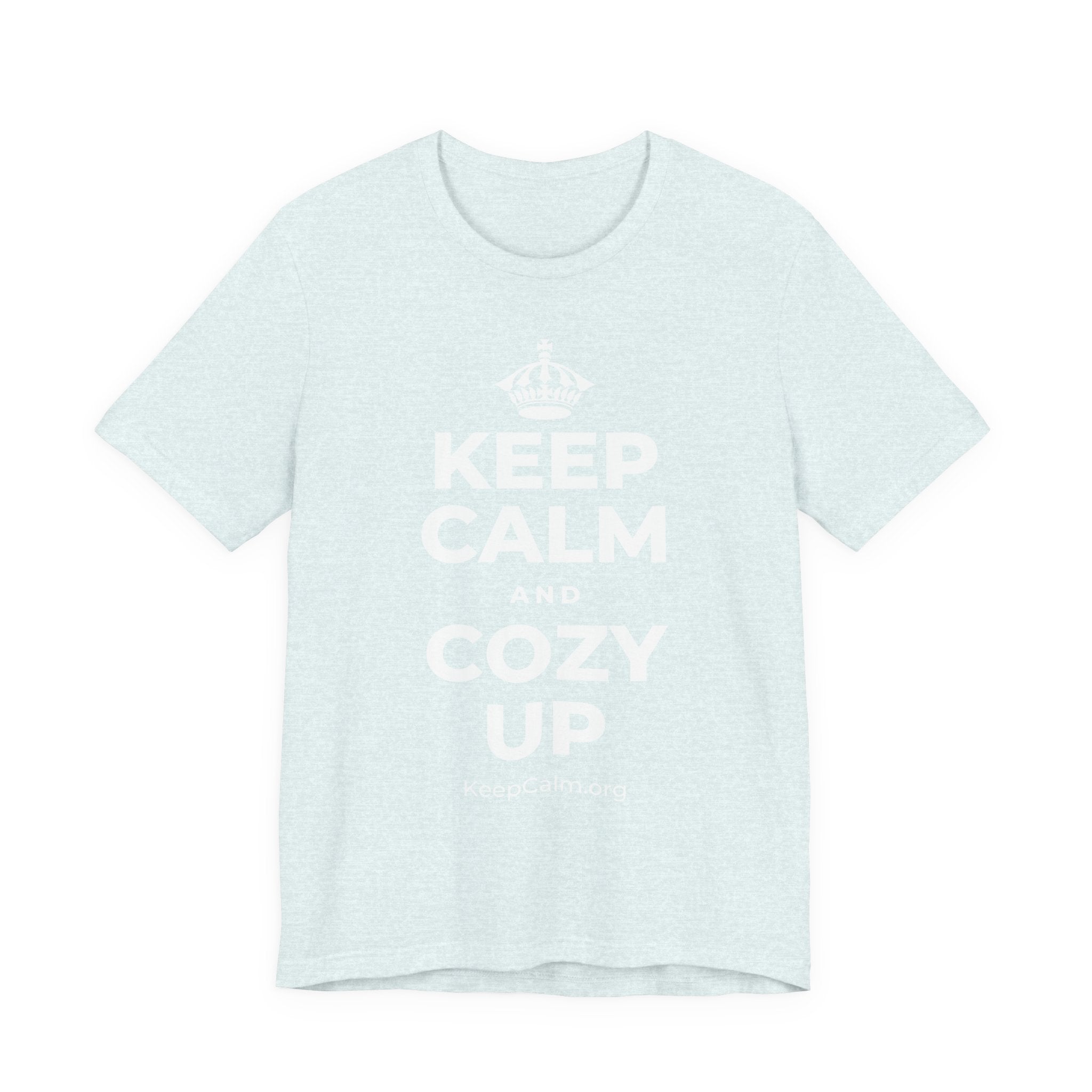 KEEP CALM AND COZY UP T-Shirt (Soft Cream–Heather Mauve)