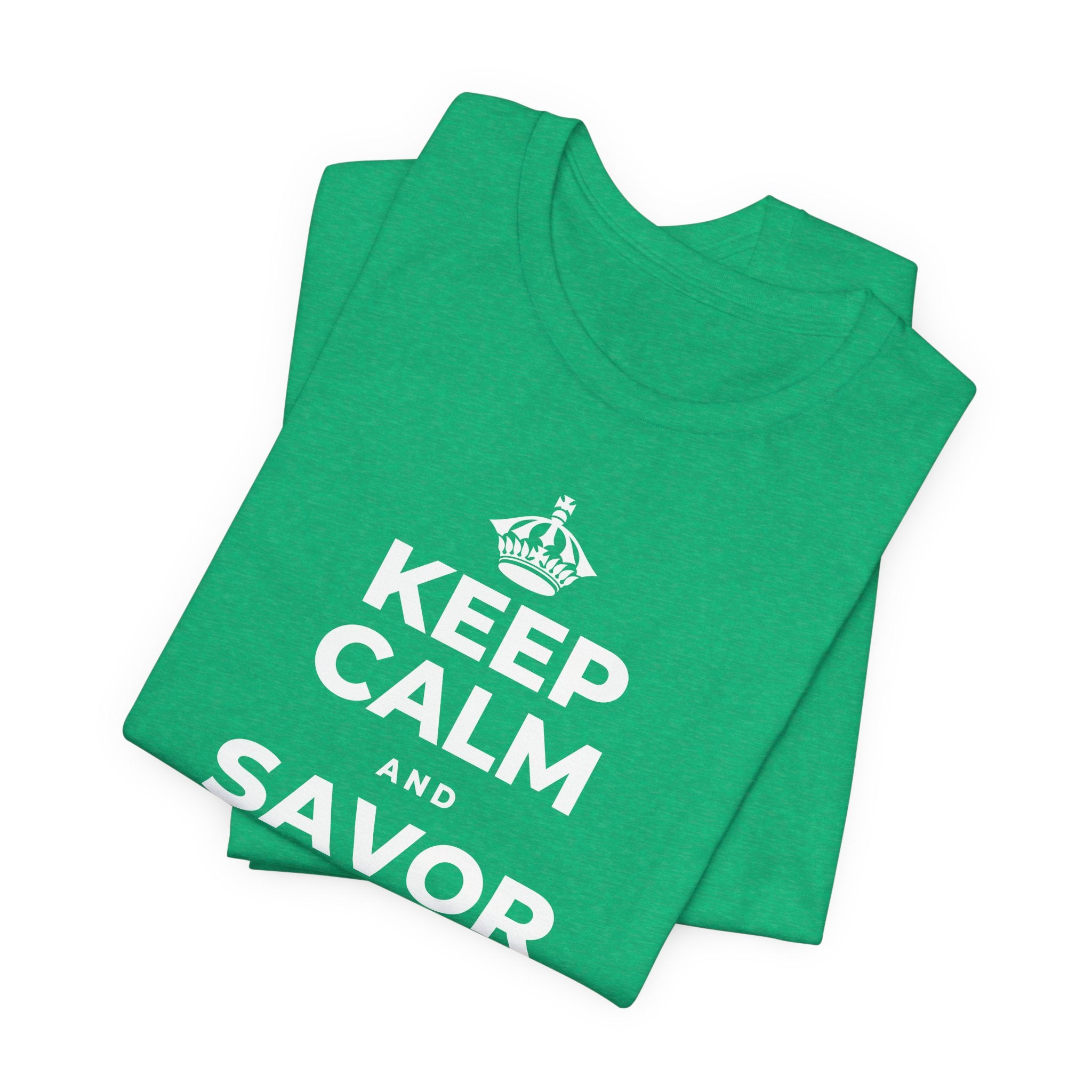 KEEP CALM AND SAVOR THE SMALL MAGIC T-Shirt (Baby Blue–Silver)
