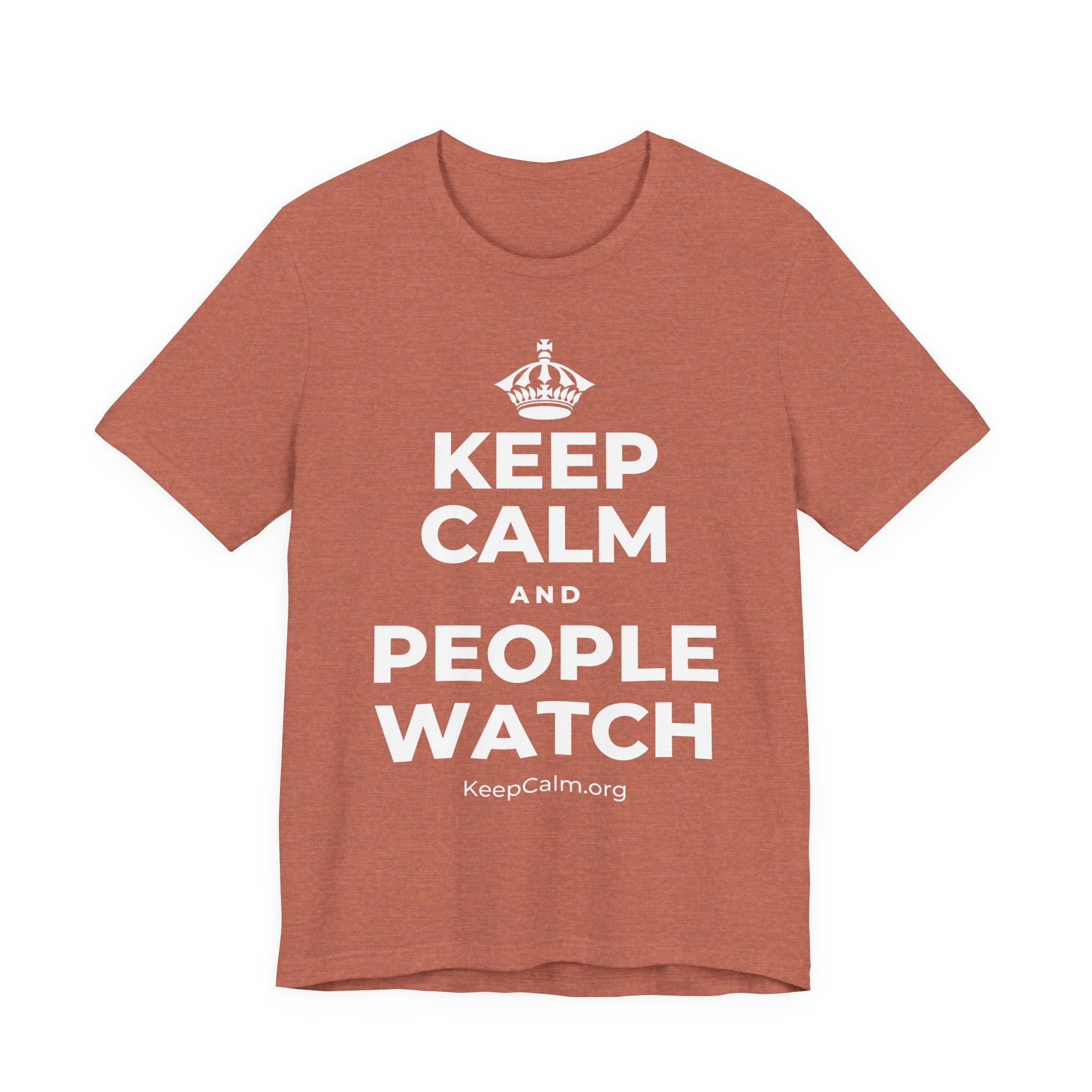 KEEP CALM AND PEOPLE WATCH T-Shirt (Soft Cream–Heather Mauve)