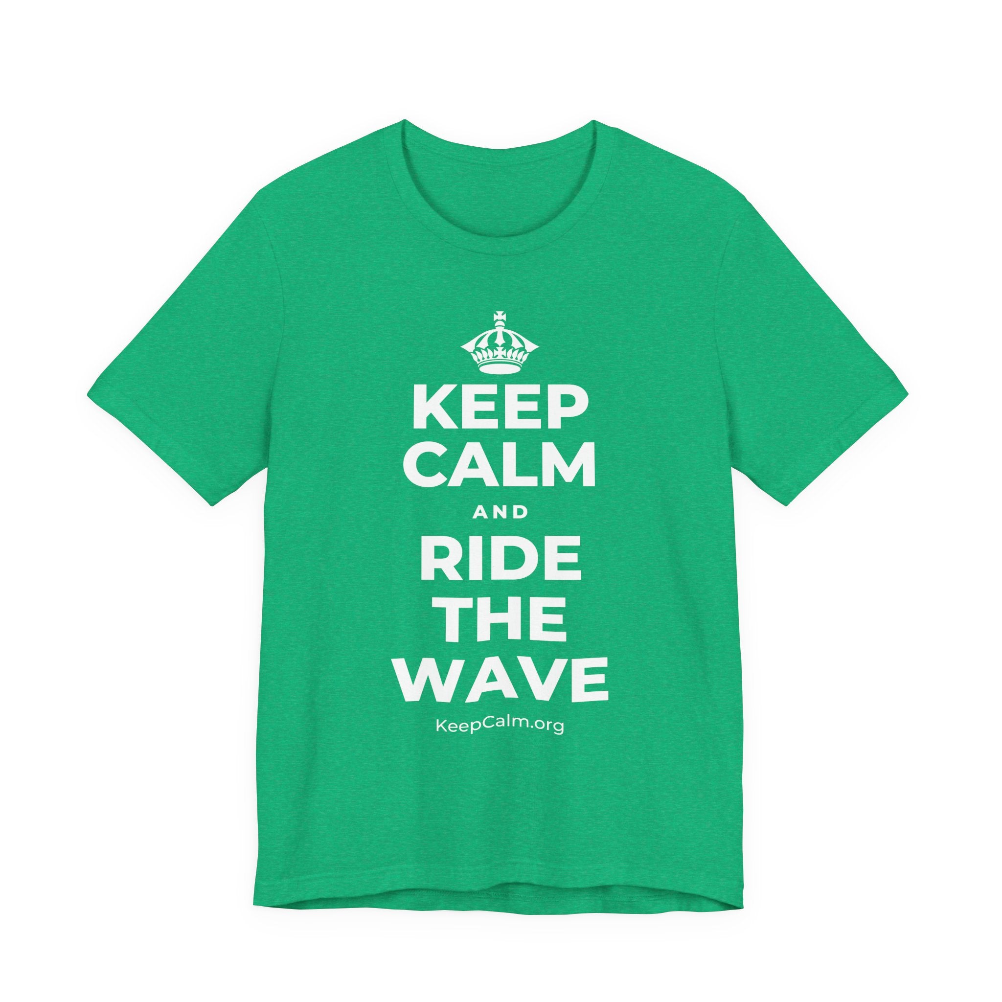 KEEP CALM AND RIDE THE WAVE T-Shirt (Baby Blue–Silver)