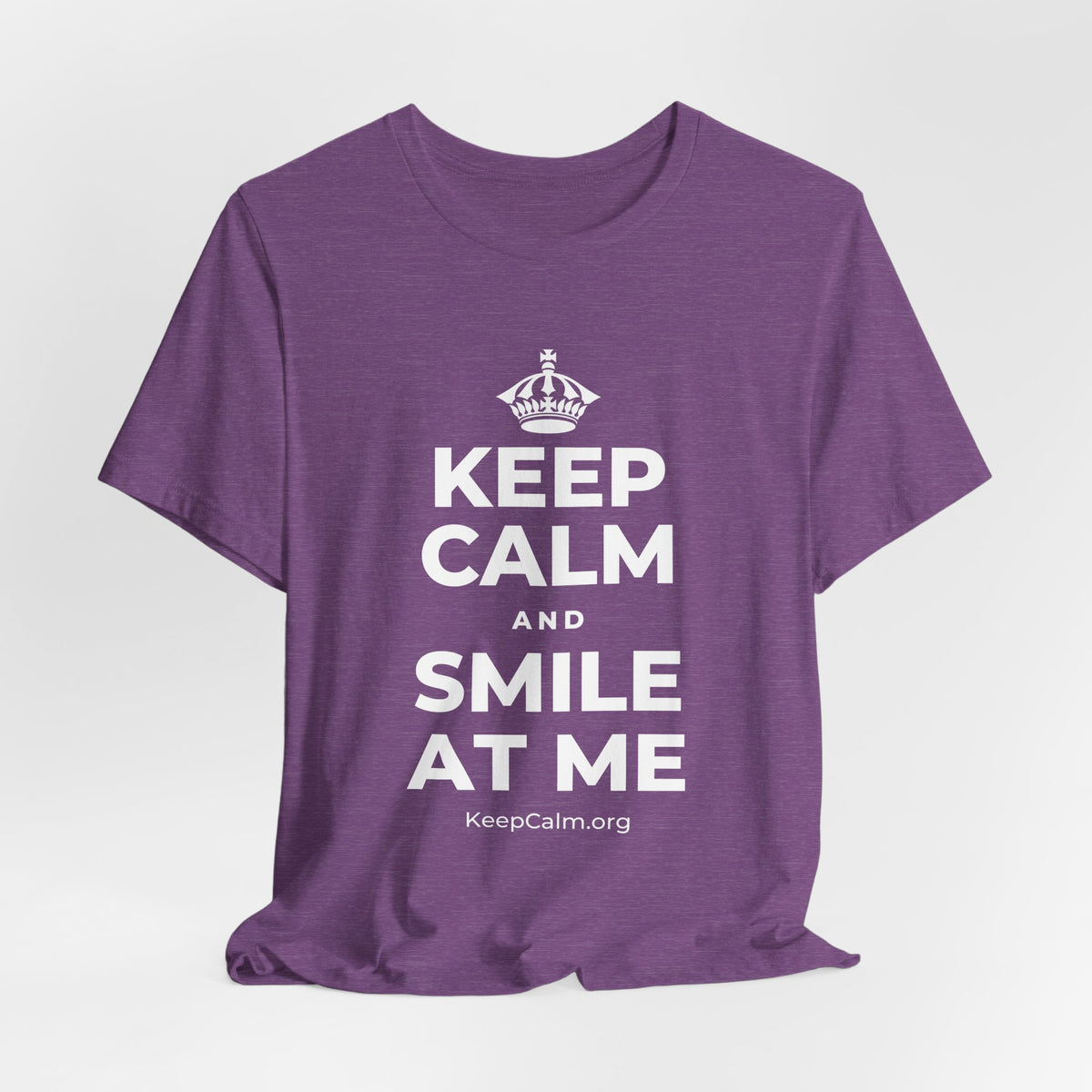KEEP CALM AND SMILE AT ME T-Shirt (Baby Blue–Silver)