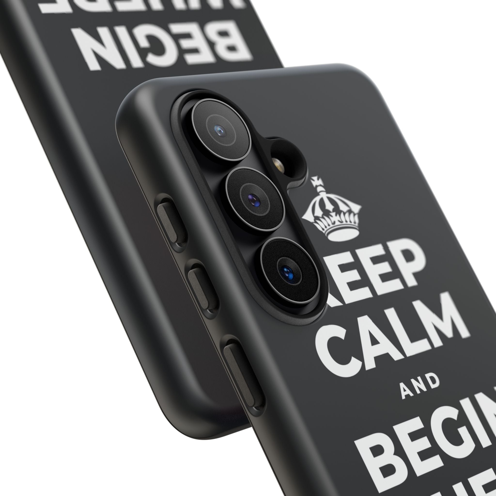 KEEP CALM AND BEGIN WHERE YOU ARE Phone Case (Dark)