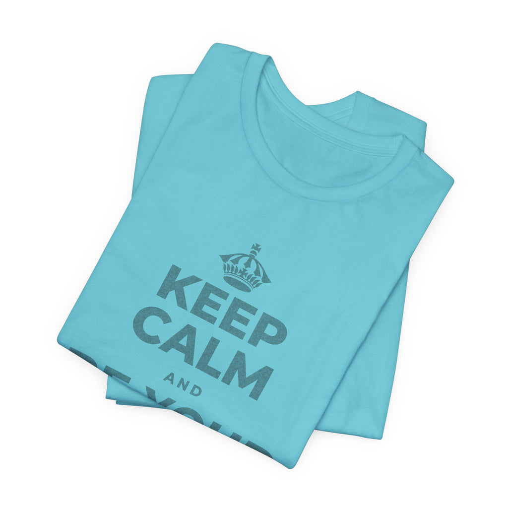 KEEP CALM AND BE YOUR OWN FRIEND T-Shirt (Soft Cream–Heather Mauve)
