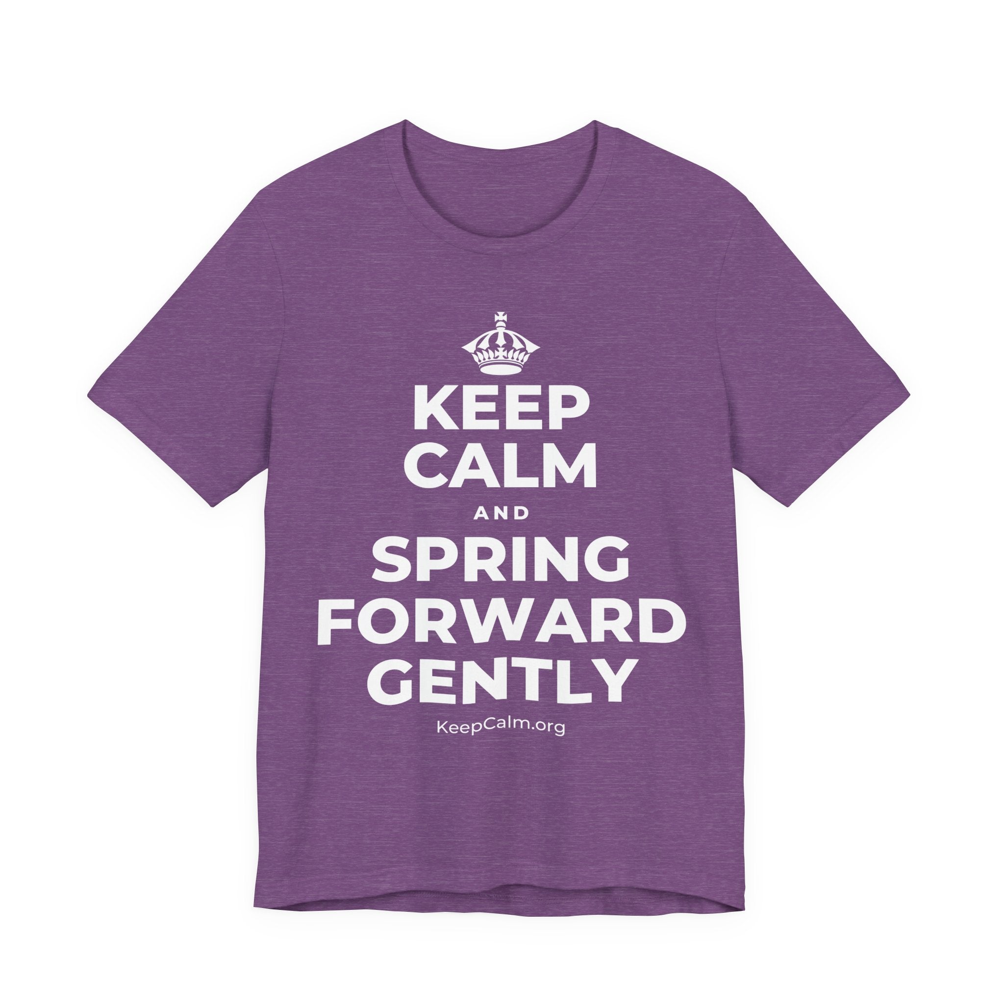 KEEP CALM AND SPRING FORWARD GENTLY T-Shirt (Baby Blue–Silver)
